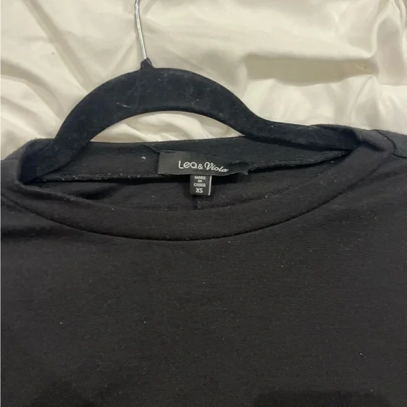 Lea & Viola Black Dress with Red and Blue Sleeve Accents - Picture 2 of 3